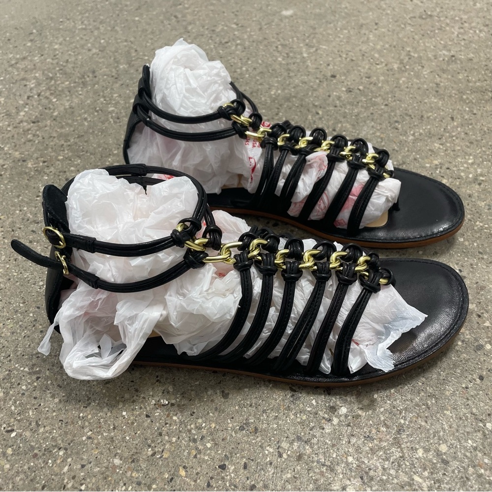 Coach Gillian Black Leather Womens gladiator Sandals Size 7.5 - Picture 7 of 16